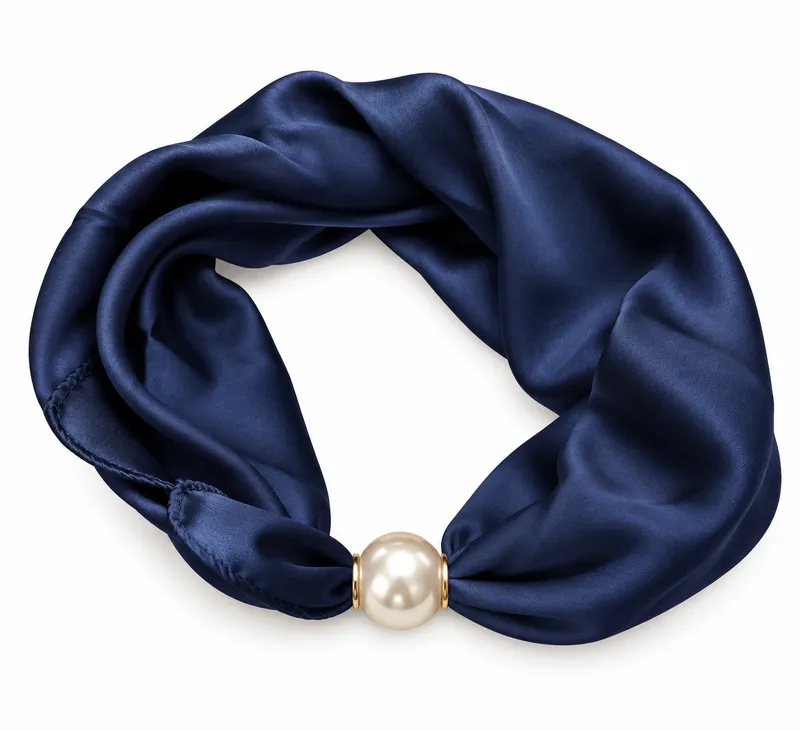 scarf med pärlknäppning - Navy