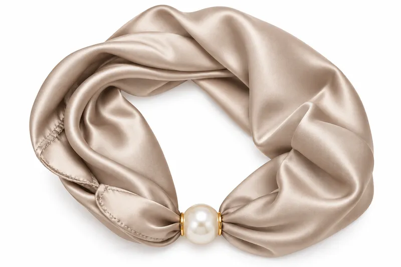 scarf med pärlknäppning - Taupe