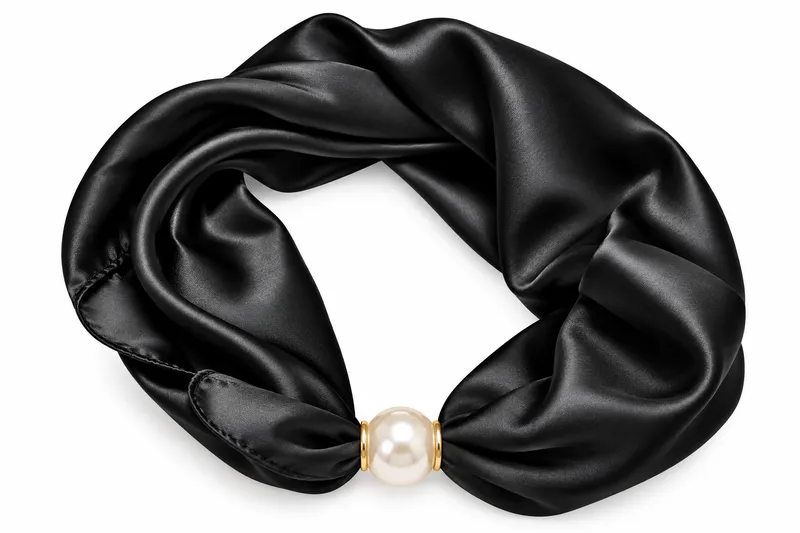scarf med pärlknäppning - Black