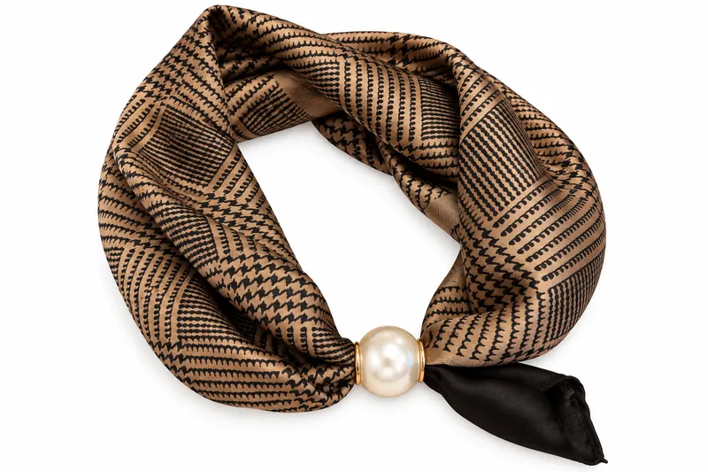 Scarfs med pärlknäppning  - Taupe