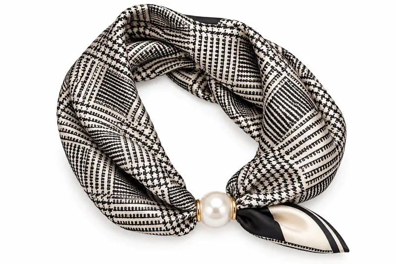 Scarfs med pärlknäppning  - Black