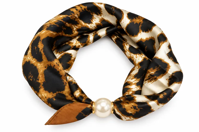 Scarfs med pärlknäppning - Camel Leo