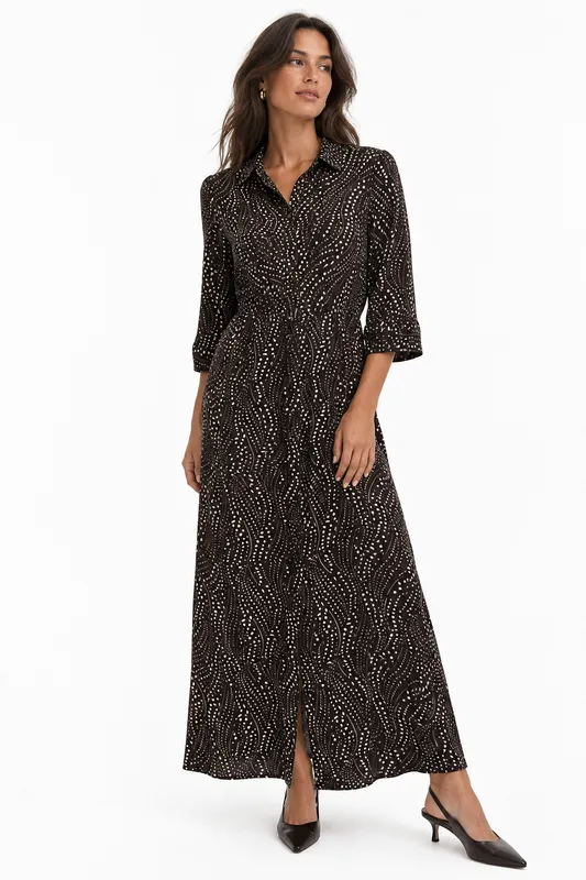Savanna Long Shirt Dress - Coffee Bean Pixie