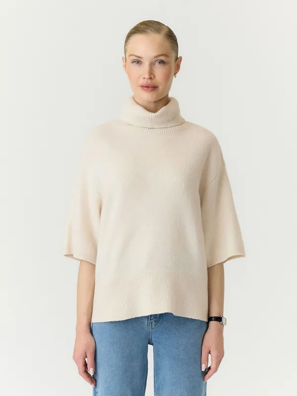 Emilia 2/4 Wool Knit Pullover  - Sandshell