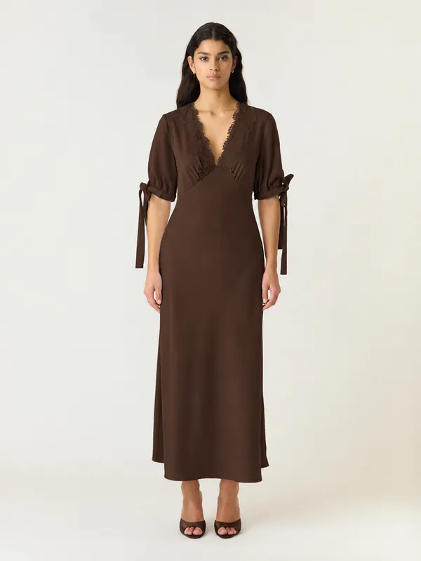 Pella Long Dress - Coffee Bean