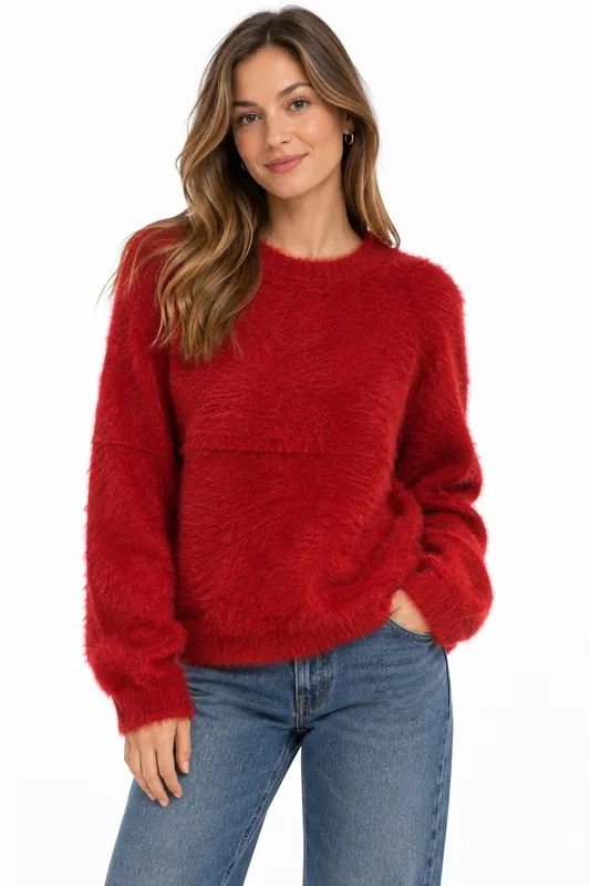 Fluffy Sweater - Savvy Red