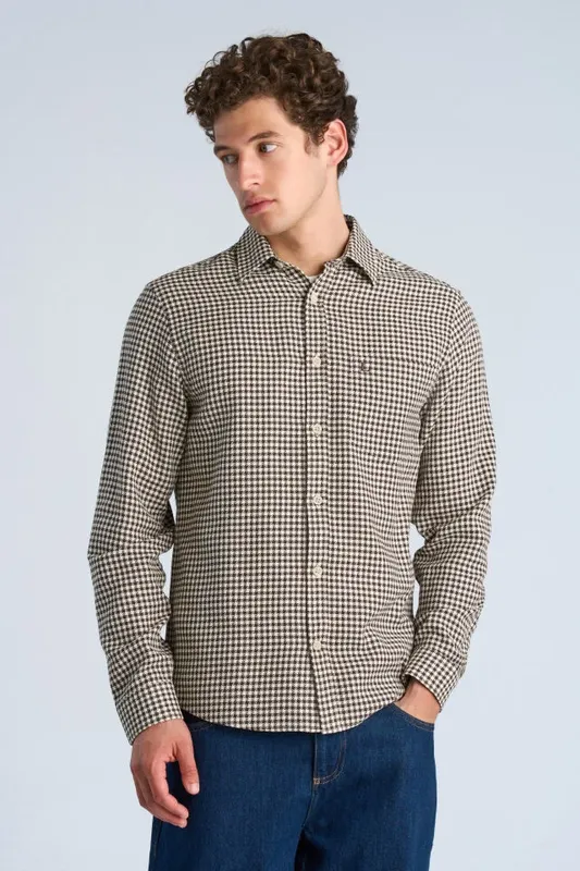 Soft Houndtooth Shirt - Dk Brown