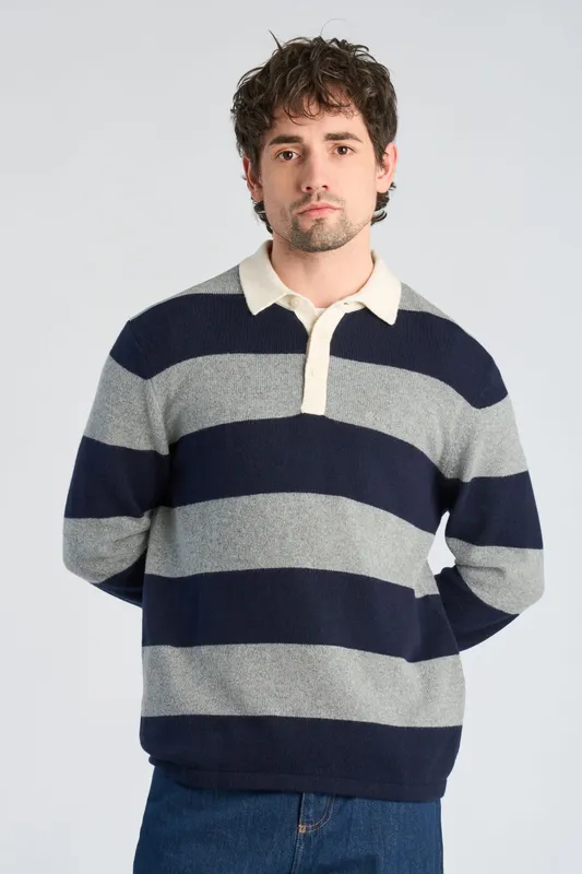 Rugby Polo Jumper - Dk Navy