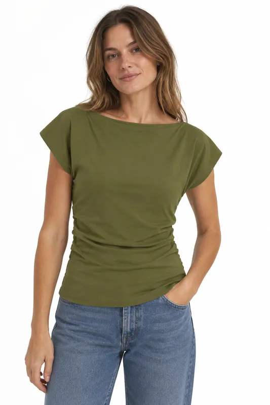 Merlano Boatneck Top - Avocado