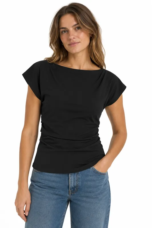 Merlano Boatneck Top - Black Beauty