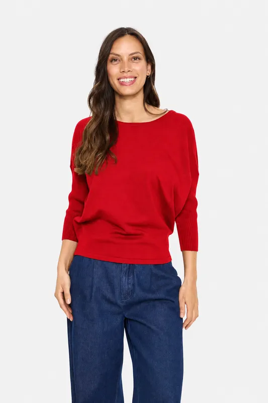 Mila R-Neck Pullover - True Red