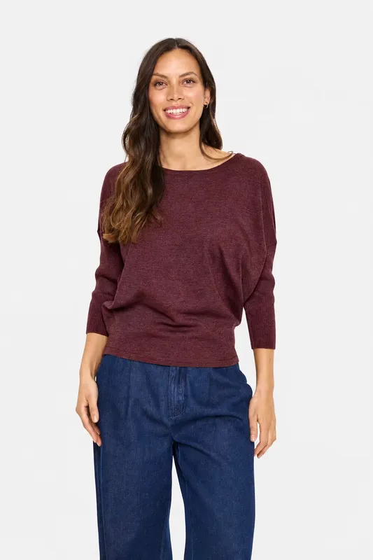 Mila R-Neck Pullover - Winetasting Melange