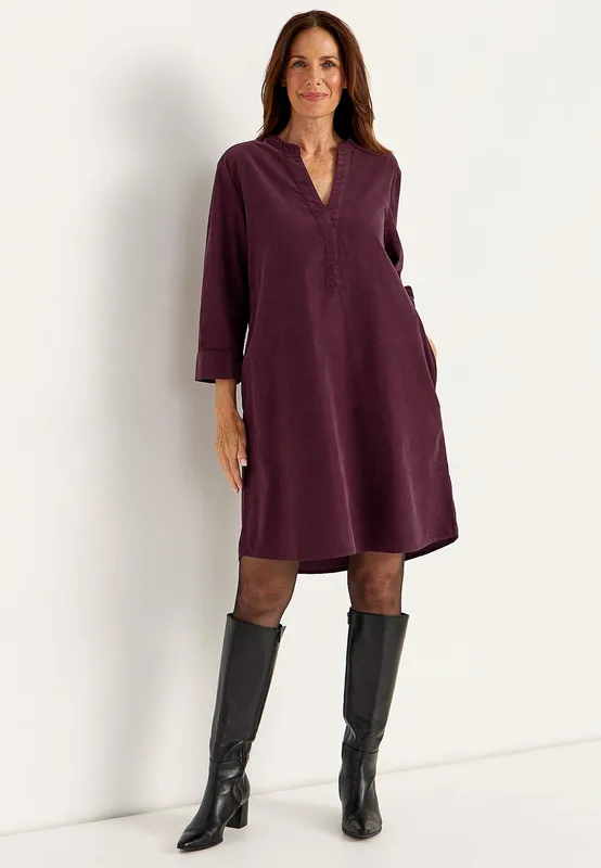Camilla Cord Dress - Dark Plum