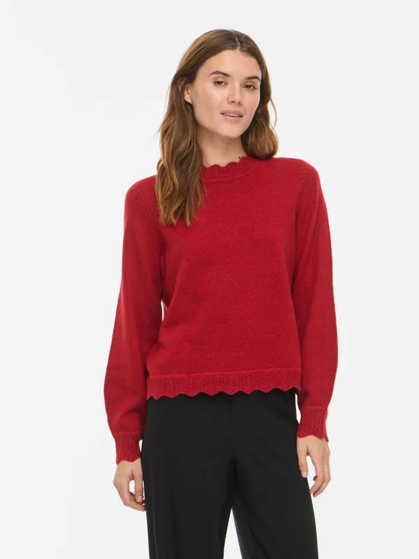 Nikolina O-Neck Knit Top  - Savvy Red Melange