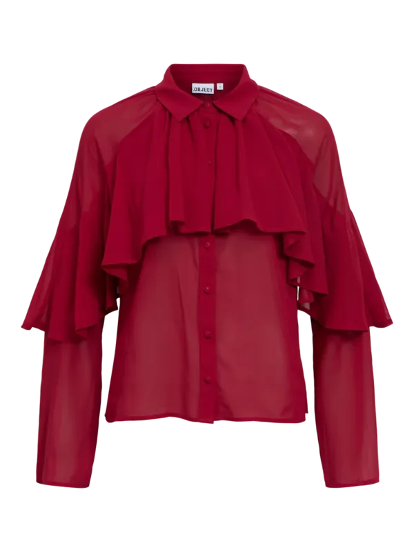 Gina Flounce Shirt - Red Dahlia
