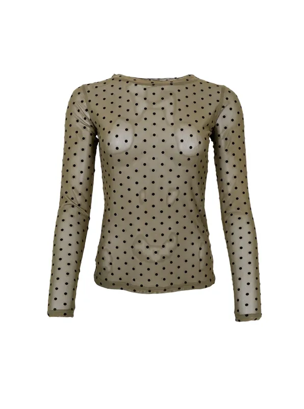 Jennie Dotted Mesh Blouse - Army