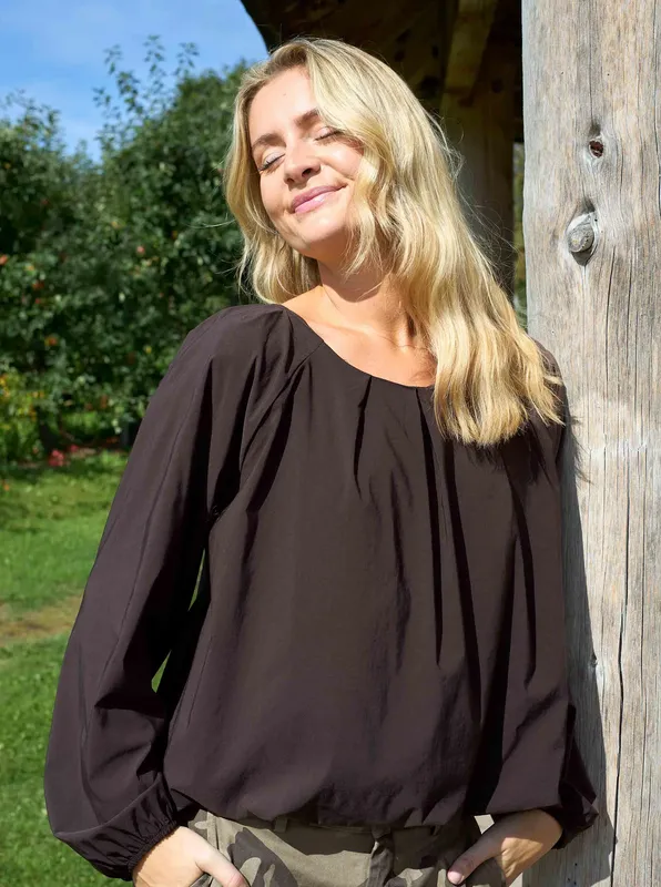 Davina Balloon Blouse - Coffee