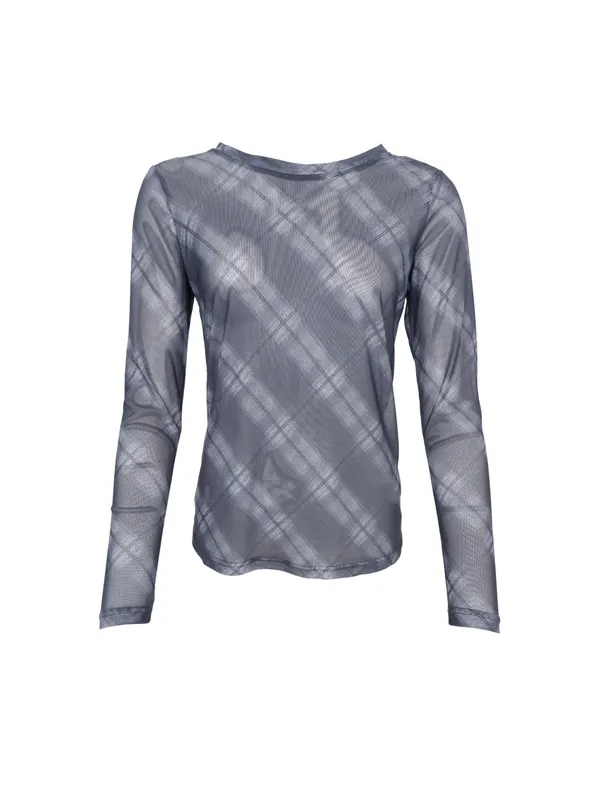 Kamma Mesh Blouse - Grey Tartan