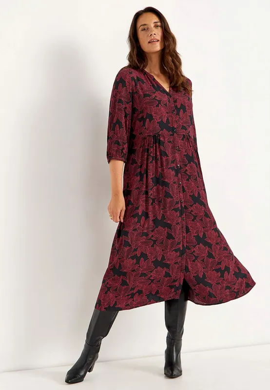 Lucy Dress - Black/Red/Patterned