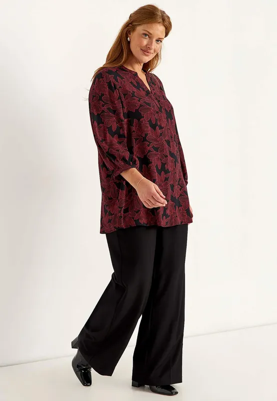 Lucy Tunic - Black/Red/Patterned