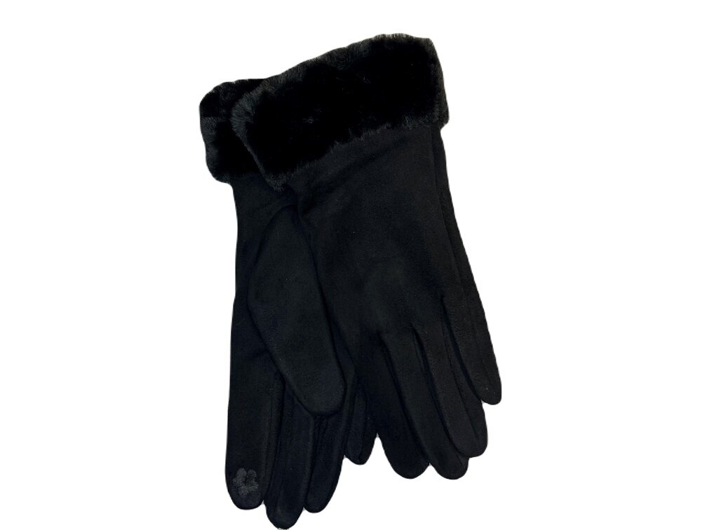 Handske med fuskpälskant - Black