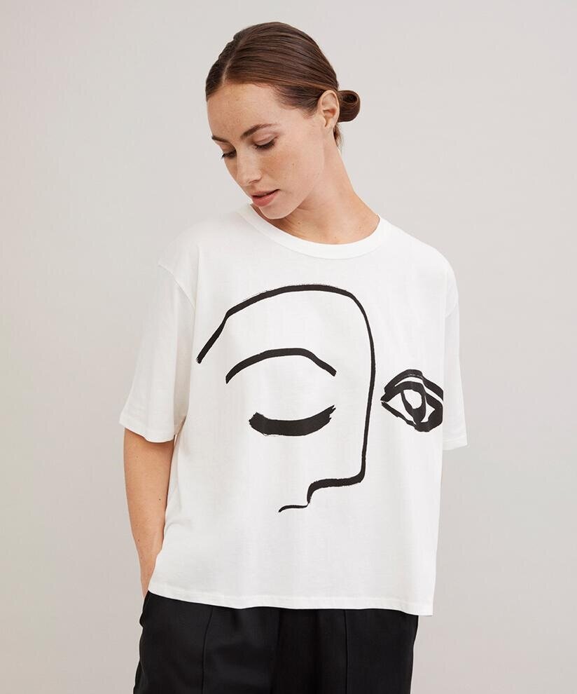 T-shirt Med Ansikte - Cream