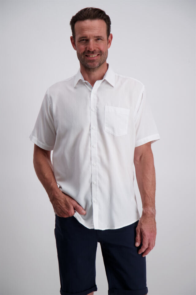 Kortärmad Enfärgad Skjorta - White