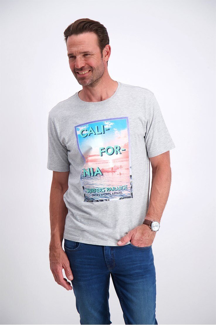 T-shirt Med Print - Grey Mel