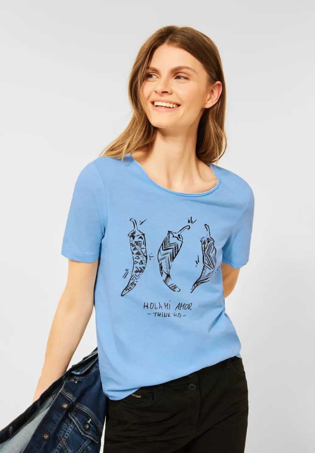 T-shirt Med Print - Inka Blue