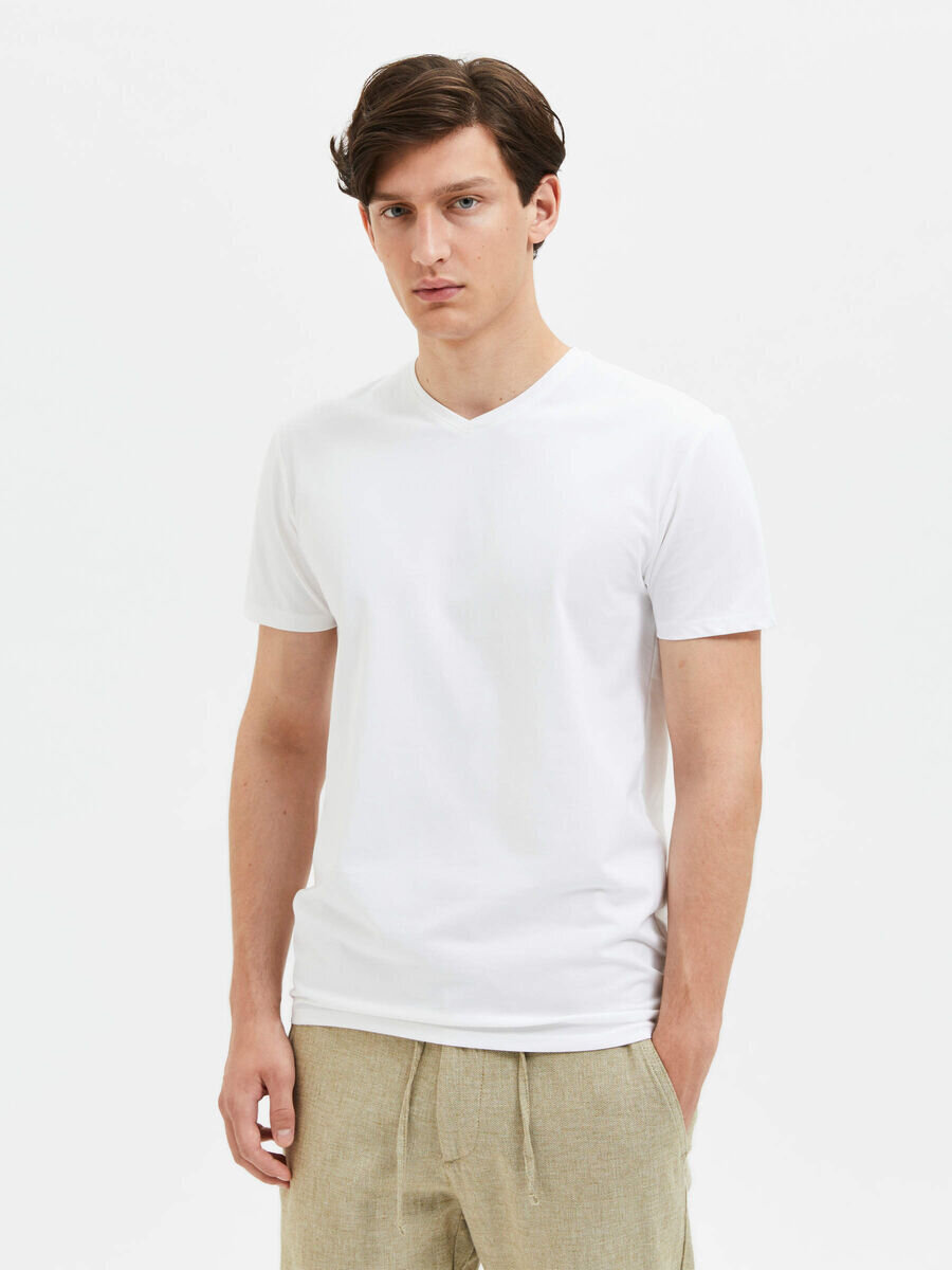 V-ringad T-Shirt - Bright White