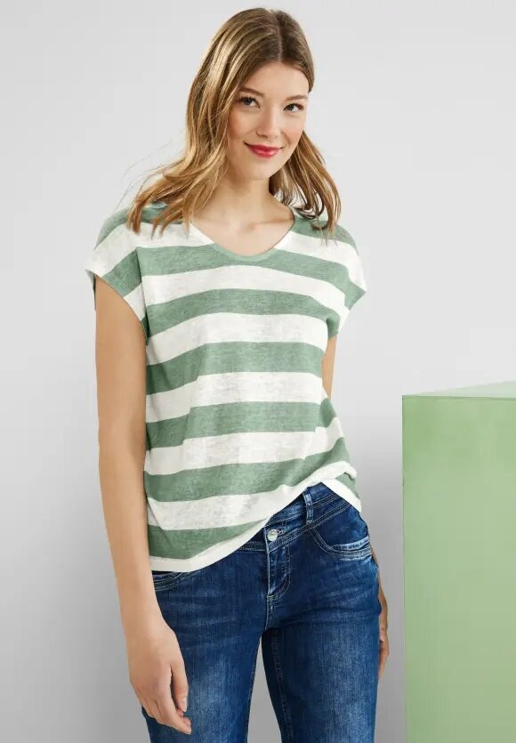 Randig T-shirt - Leafy Green