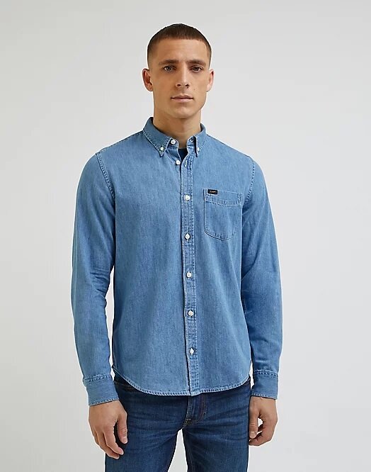 Jeansskjorta Med Button Down-krage - Denim